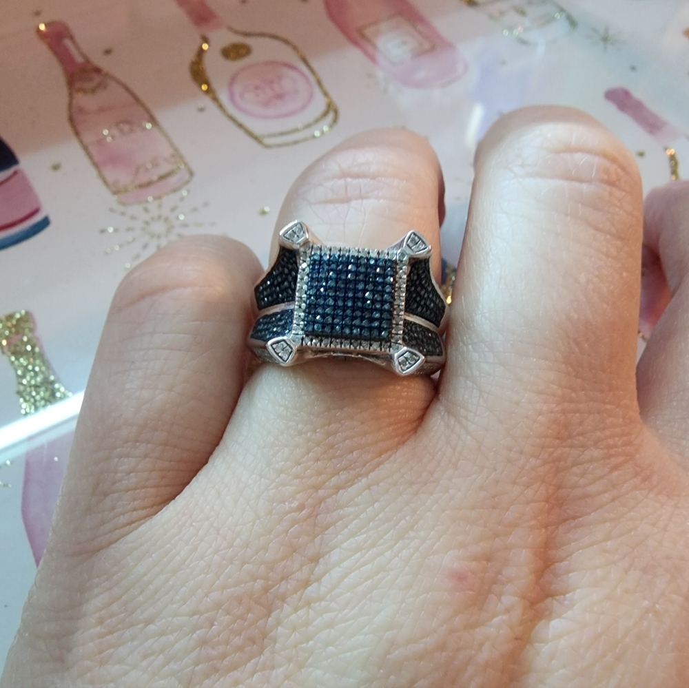 Blue Diamond Ring Size 7.5